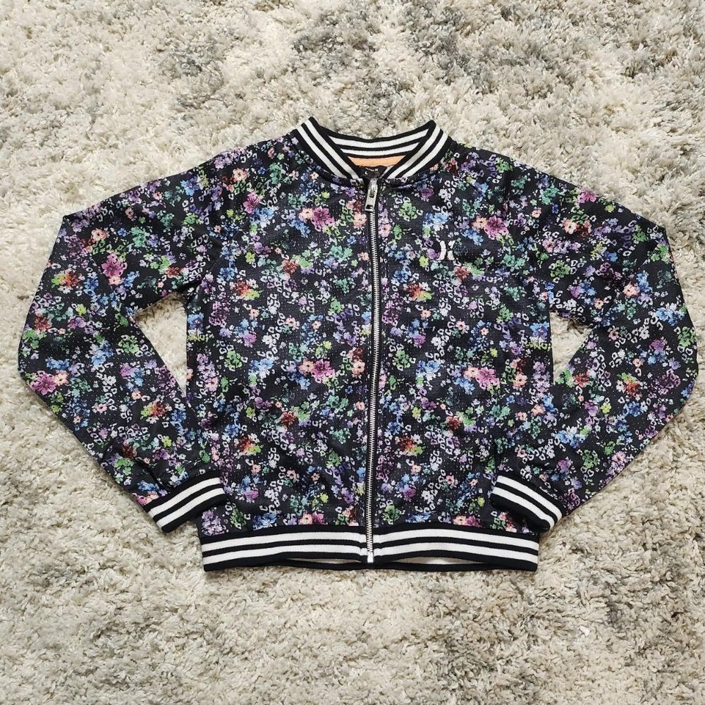 hurley size large floral lightweight jacket